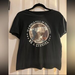 Cute cowgirl black crop top shirt